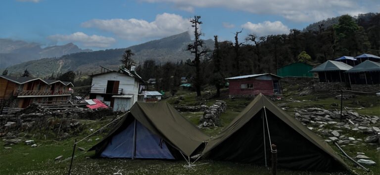 Chopta Uttarakhand trekking camp with tents